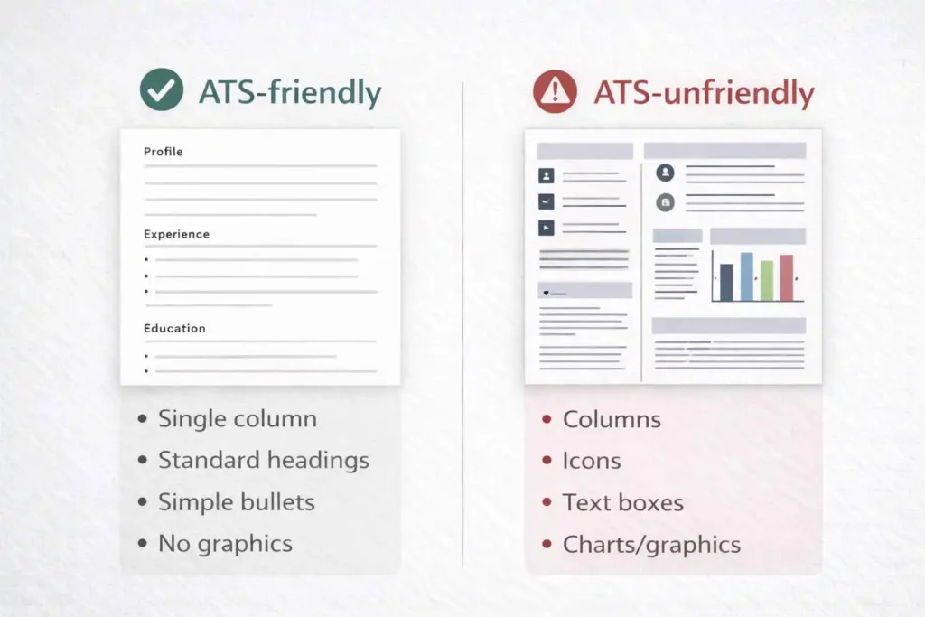 ATS-friendly CV layout vs designed CV columns