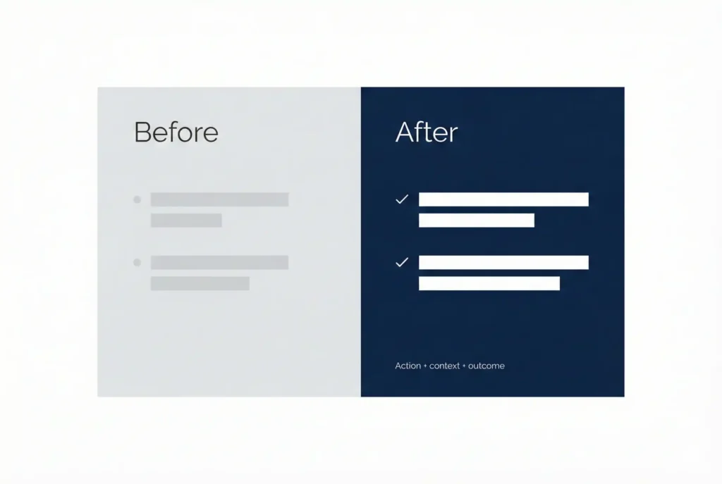 Ireland CV format before and after example showing how to turn duties into achievement bullets