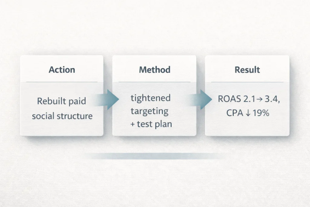 Action method result formula for marketing executive CV achievement bullets.