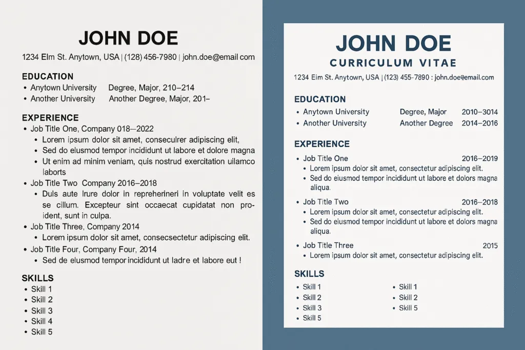 CV vs LinkedIn profile comparison visual