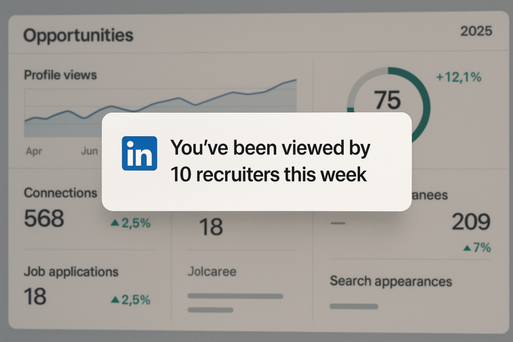 LinkedIn notification showing recruiter interest in passive job seeker UK 2025