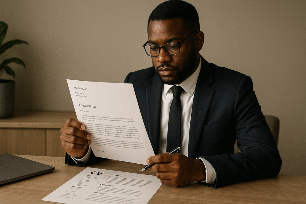 Executive reviewing tailored cover letter