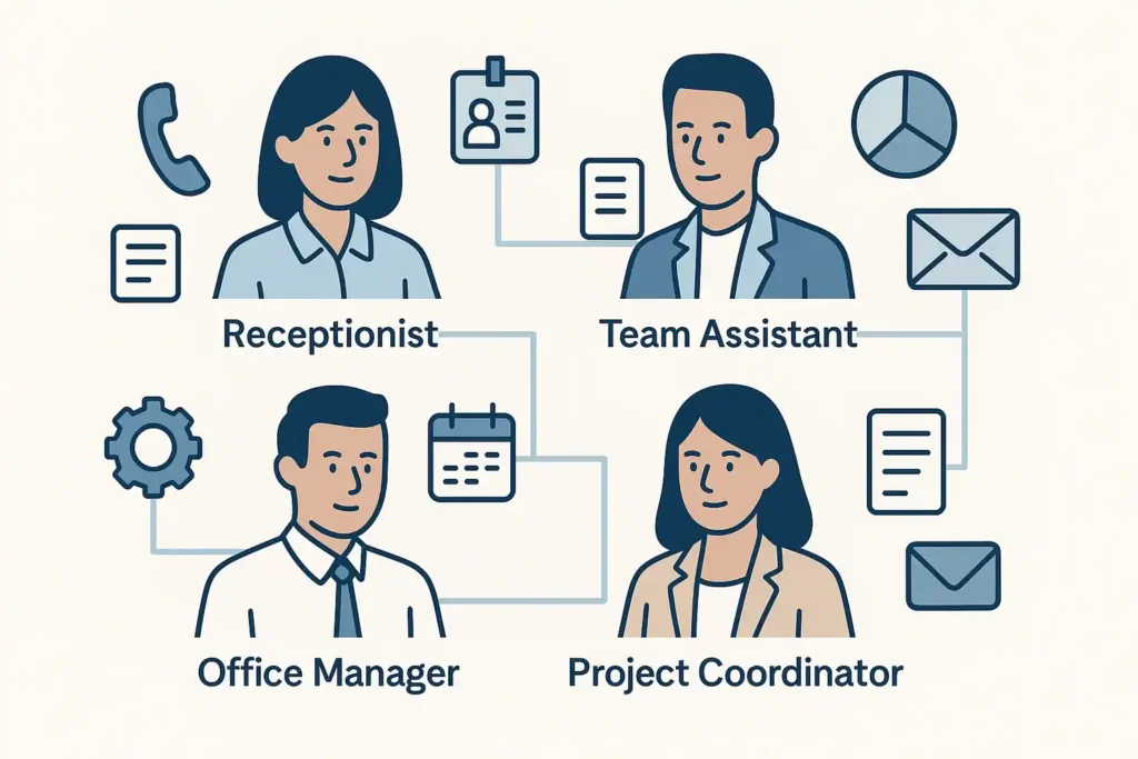 Visual overview of different administrative job titles in the UK.