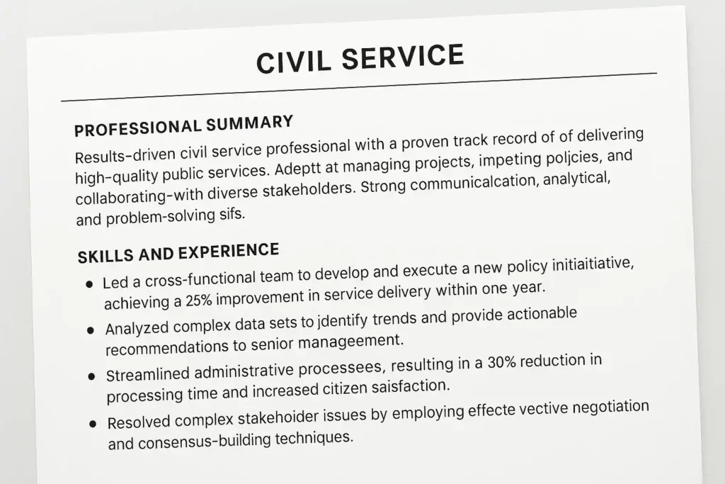 Sample Civil Service CV with ATS-Friendly Layout